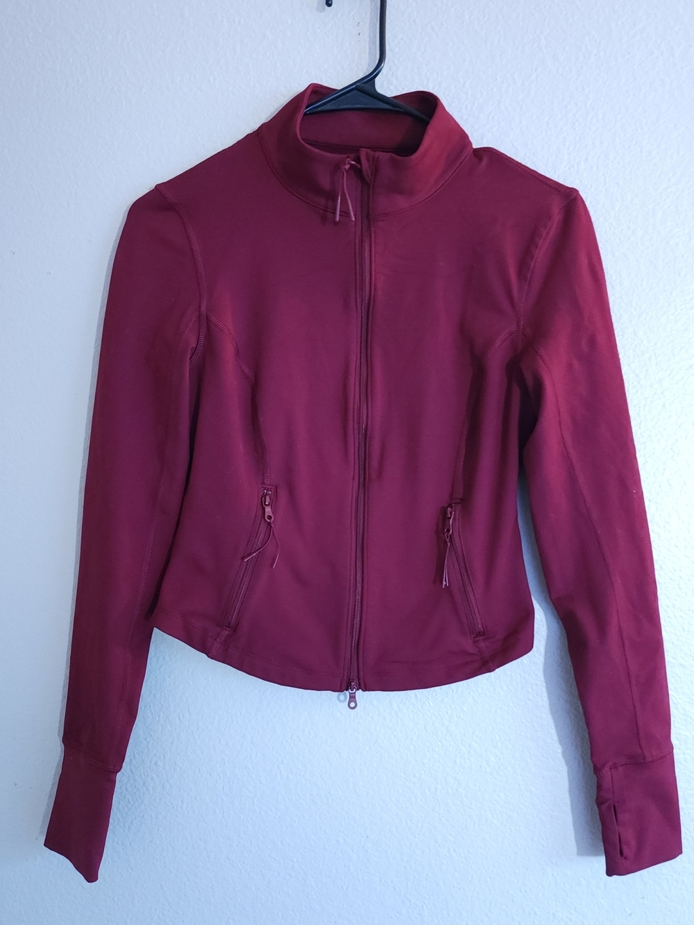 OFFLINE by Aerie The Hugger Full Zip Crop Jacket Burgundy Size Small